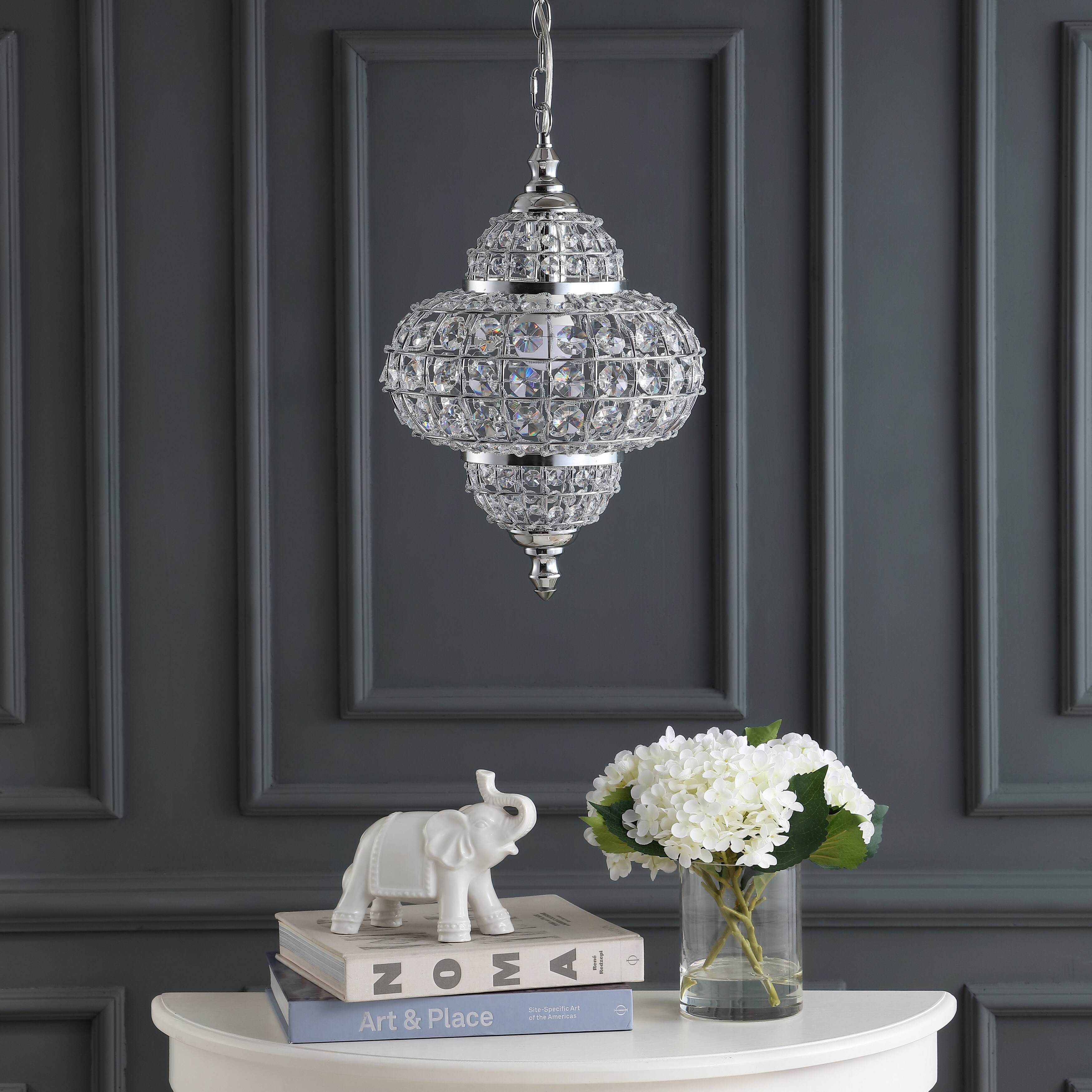 Juliette 12 Crystal Metal Led Chandelier Pendant Chrome By Jonathan Y Overstock