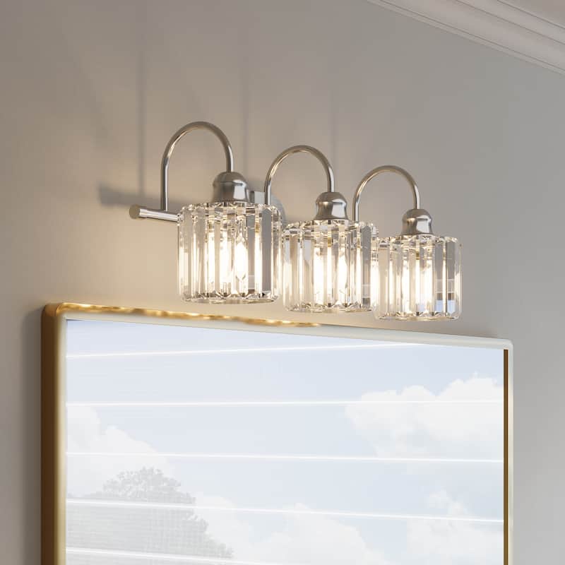ExBrite Modern Rose Gold Dimmable Bathroom Crystal Vanity Lights