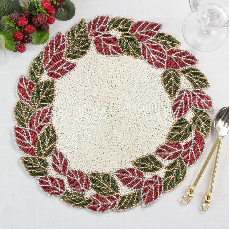 Placemats With Beaded Leaves Design (Set of 4)