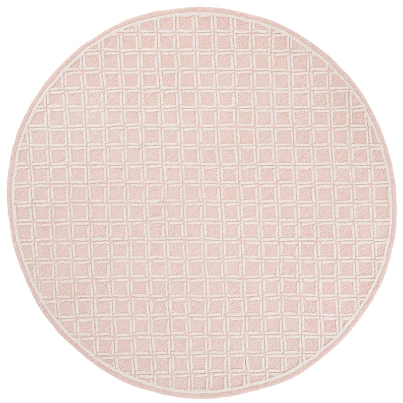 SAFAVIEH Handmade Genre Haifa Geometric Wool Rug - 6' Round - Pink/Ivory