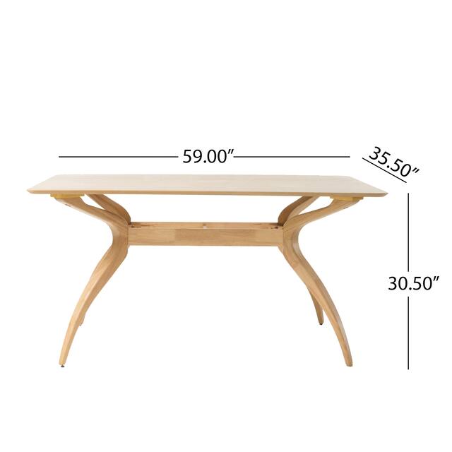 Salli Natural Finish Wood Dining Table by Christopher Knight Home - 59.00" L x 35.50" W x 30.50" H