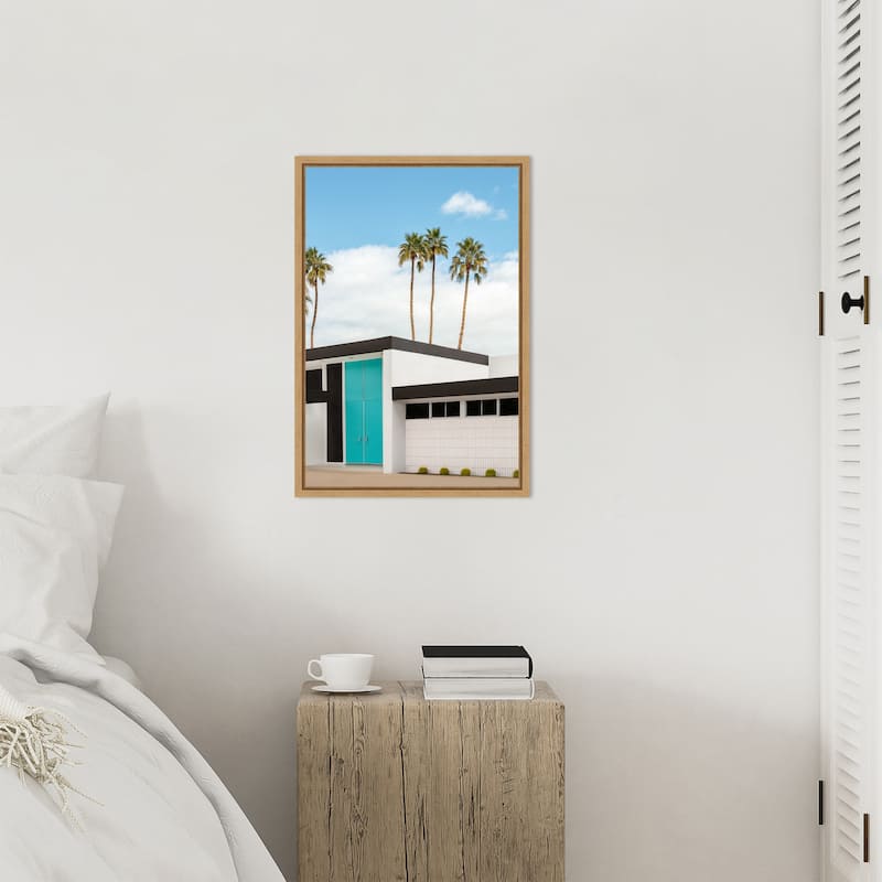 Turquoise Blue Doors on a Modern Home by Tom Windeknecht Framed Canvas Wall Art Print - Sylvie Natural
