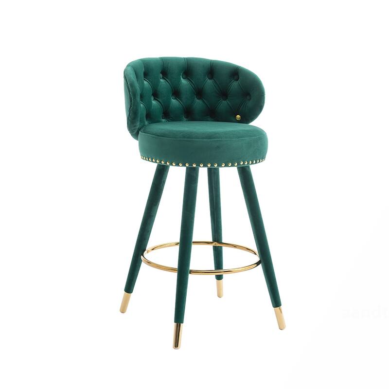 2PCS Counter Height Bar Stools With Solid Wood Legs