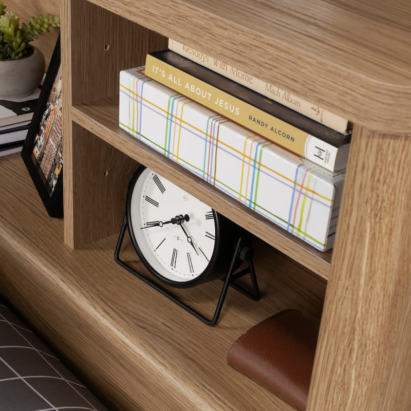 Engineered Wood Vintage Full/Queen Bookcase Headboard with Spacious Storage Cubby