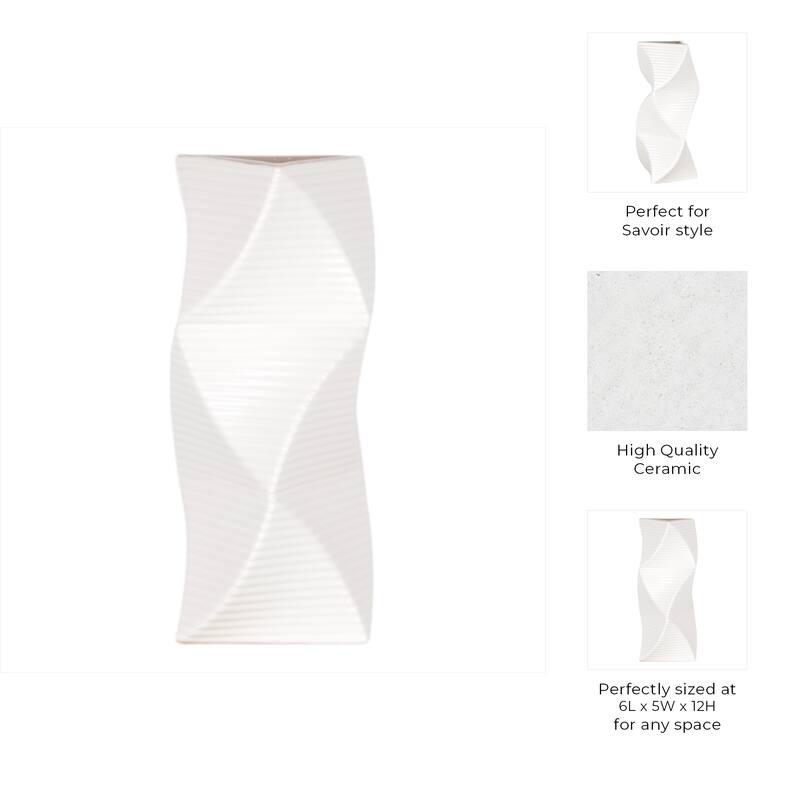 Ceramic Vase Trend Modern Sculptural Swirl Design Textured Detail