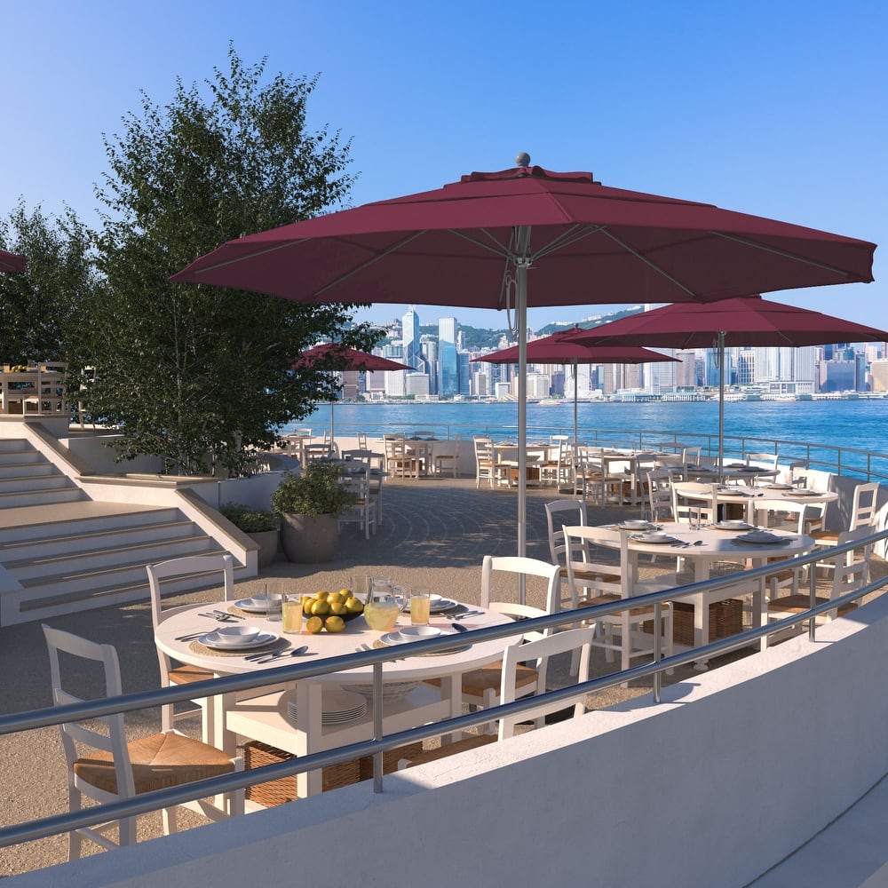 California Umbrella 11' Venture Series Patio Umbrella Silver Aluminum Pole Fiberglass Ribs Pulley Lift Pacifica