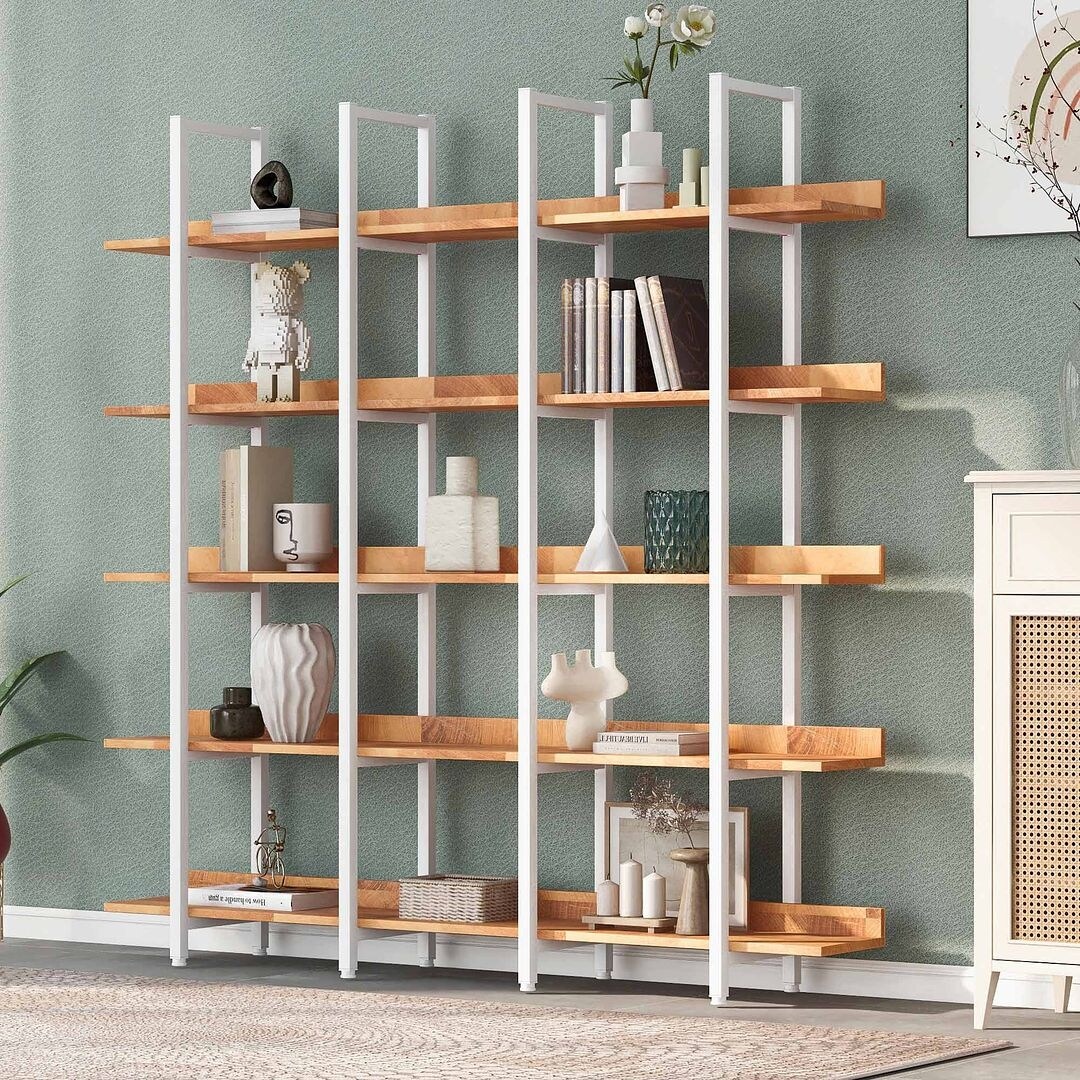 Vintage Industrial Bookshelf 5 Shelf Bookcase - Overstock - 40330155