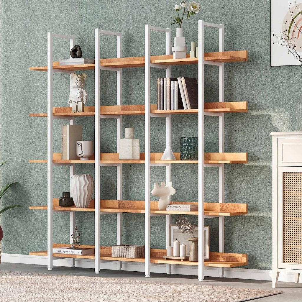 Vintage Industrial Bookshelf 5 Shelf Bookcase