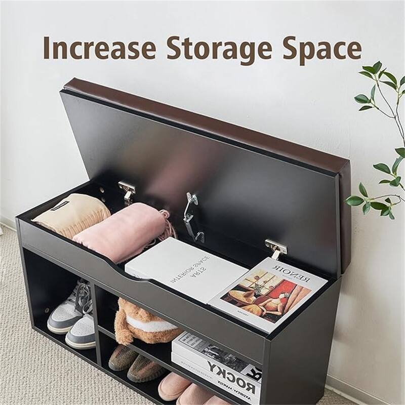 Shoe Storage Bench with Cover 2-Tier 39 Inches - 11.81"D x 39.4"W x 17"H