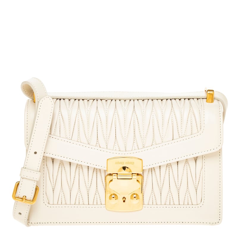 Miu Miu Matelasse Nappa Shoulder Bag - White