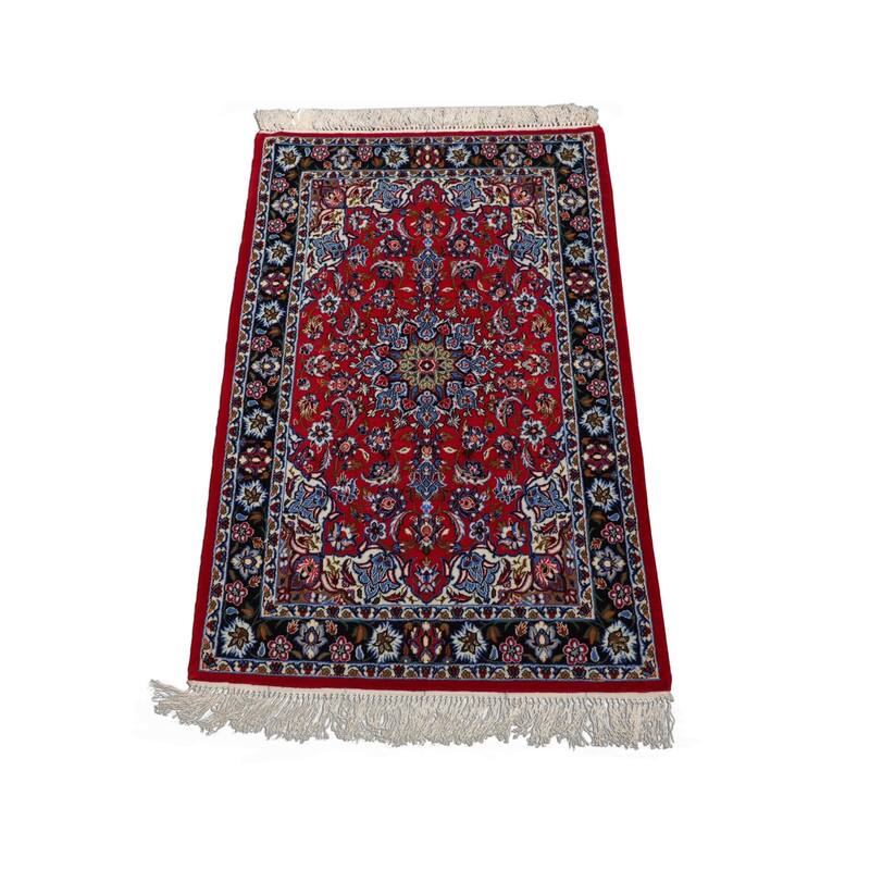2'3''x3'5'' Hand Knotted Wool Red Isfahan Traditional 300 KPSI Rug - 2' 3'' x 3' 5''