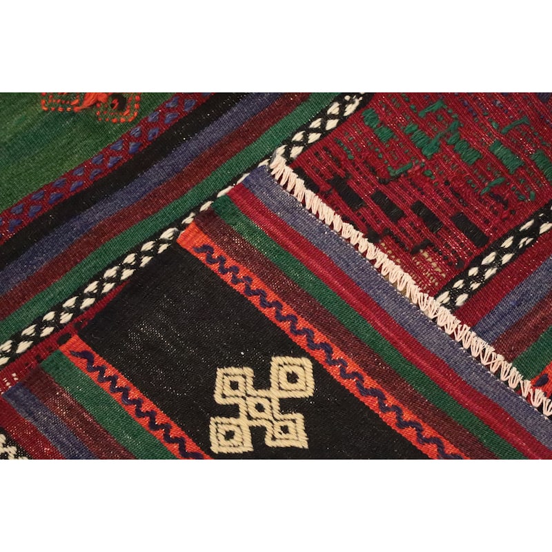 Hand Woven Oriental 100% Wool Carpet Southwestern Tribal Multi-Colored Kilim Area Rug - 10' 3'' X 5' 8''