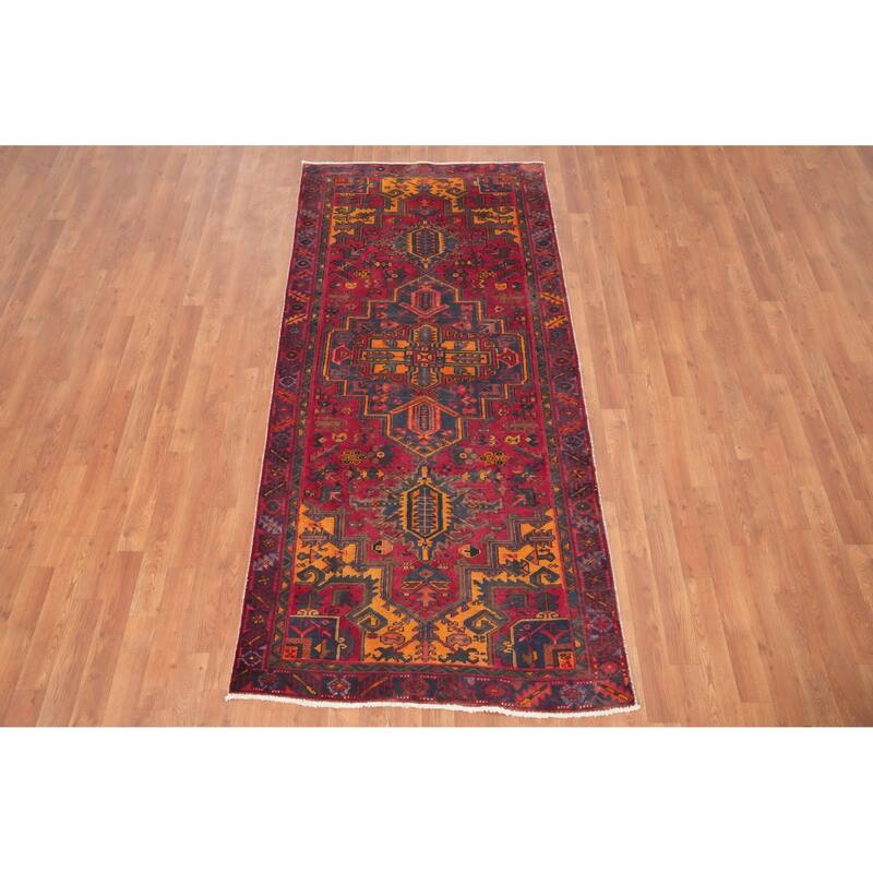 Hand Knotted Oriental 100% Wool Carpet Traditional Medallion Pink Heriz Area Rug - 7' 6'' X 3' 6''