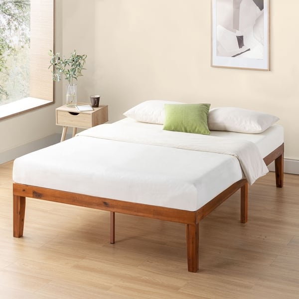 16 Inch Classic Solid Wood Platform Bed Frame in Multiple Finishes - Cherry - Queen