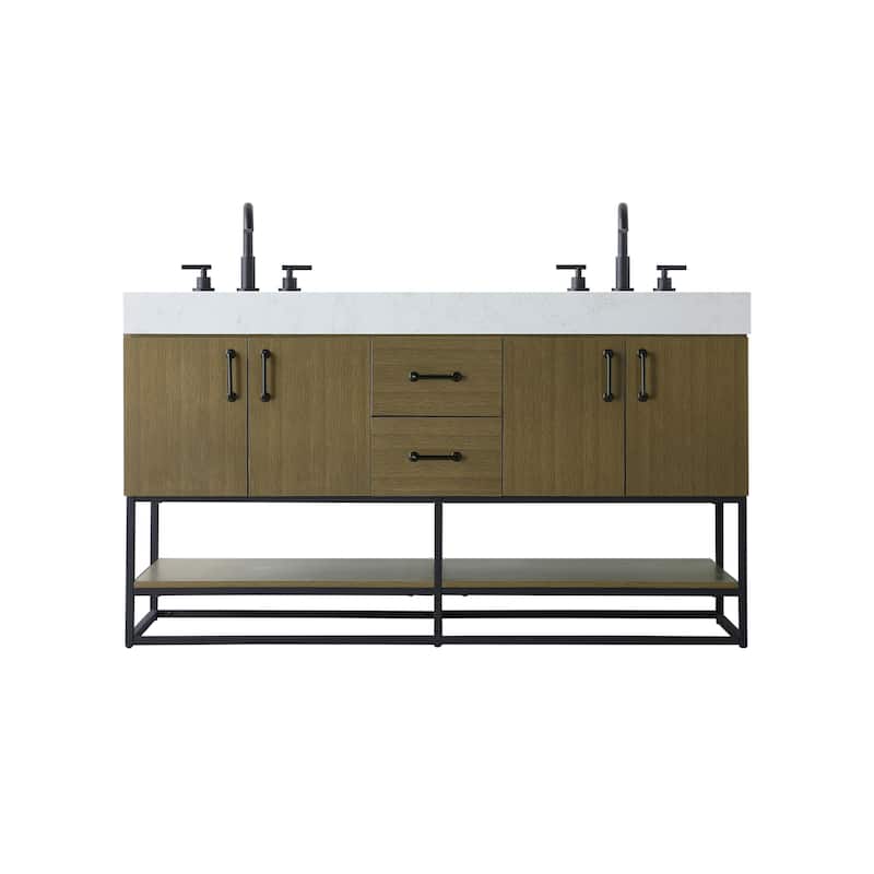 Elegant Lighting VF29260D Caroline 60" Free Standing Double Basin - Chestnut Brown