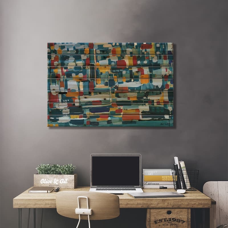 Modern Theory Print On Wood by Leah Nadeau - Multi-Color