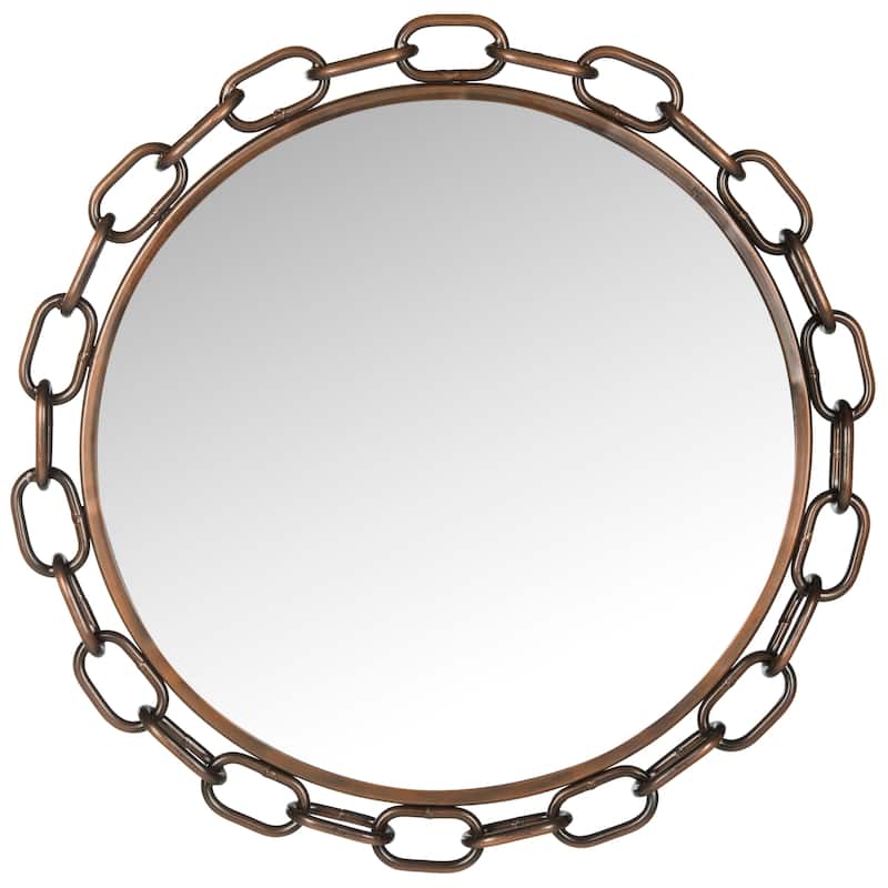 SAFAVIEH Brittaney Chain Link Antique Copper 26-inch Decorative Mirror - 26" x 2" x 26" - 26Wx2Dx26H