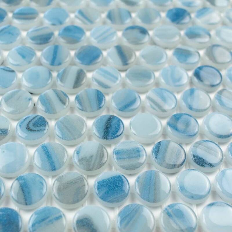 Eterna Penny 12x12 Glass Round Mosaic Tile - Floor, Wall, Backsplash
