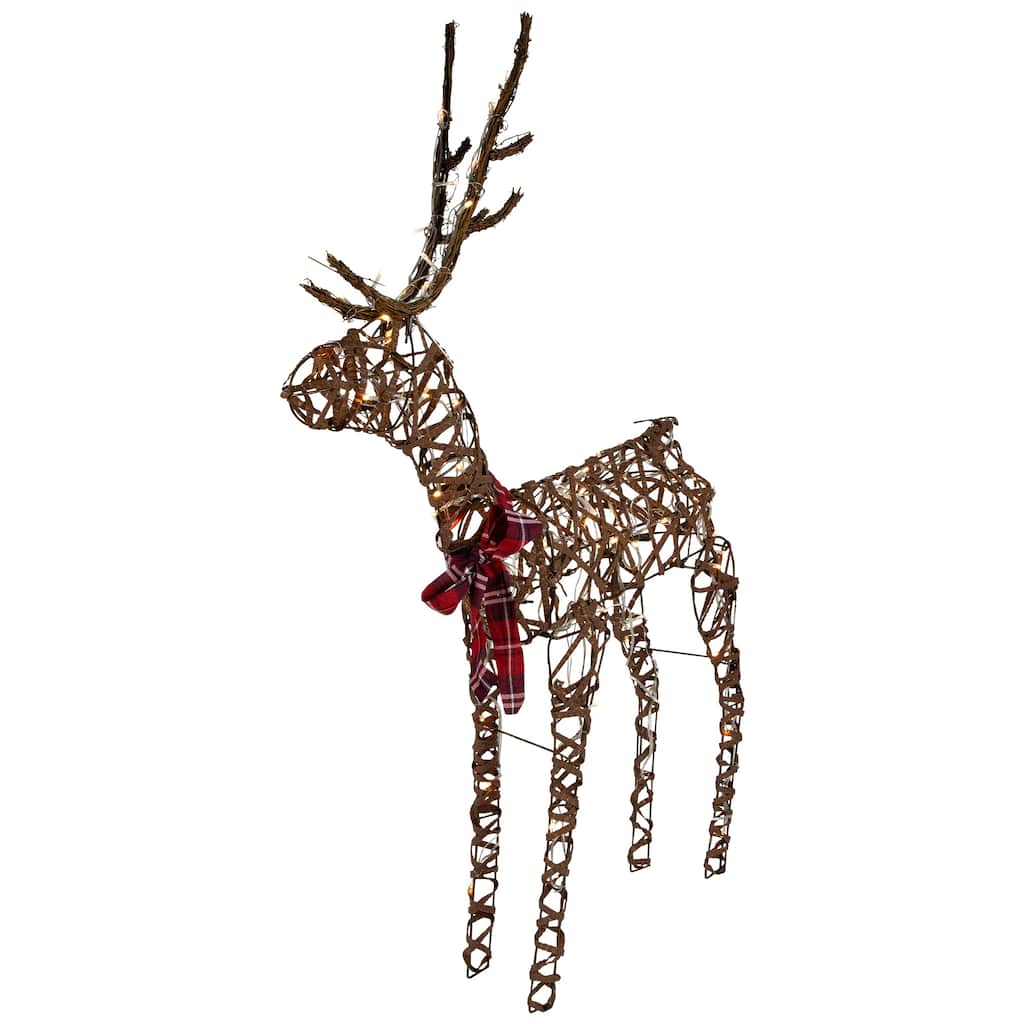 47" LED Lighted Standing Rattan Reindeer Outdoor Christmas Decoration - Brown