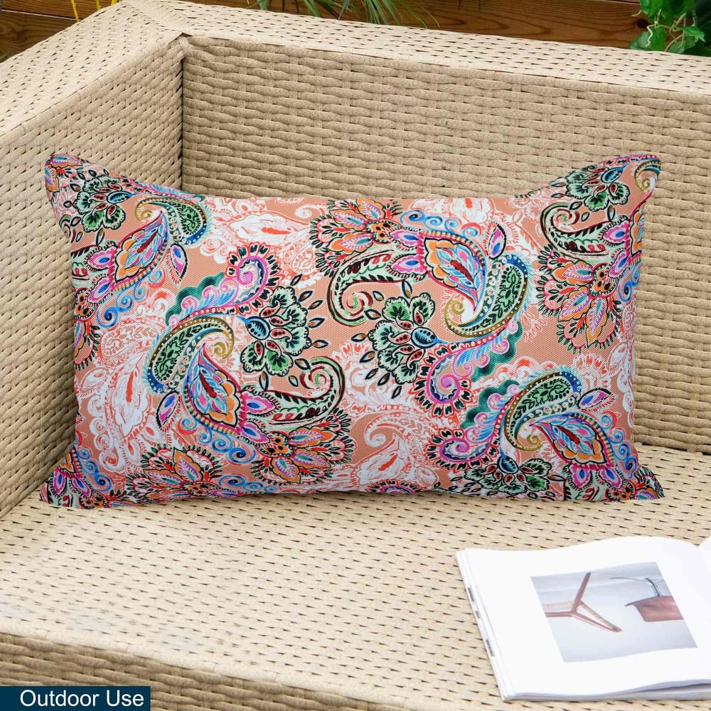 Decorative Indoor/Outdoor Weatherproof Throw Pillows with Inserts for Your Patio Furniture, Chairs, Indoor Décor - 12x20 Inches
