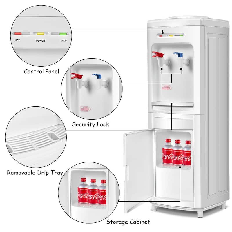 Gymax 5 Gallon Top Loading Hot & Cold Water Dispenser Cooler w/