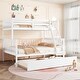 preview thumbnail 13 of 34, Twin Over Full Rubber Wood Convertible Bunk Bed with Trundle,Ladder and Guardrail White