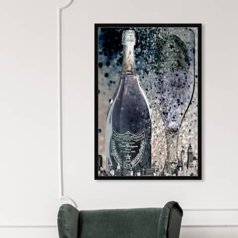 Oliver Gal 'The City Is Ours' Drinks and Spirits Wall Art Framed Print Champagne - Gray, Blue