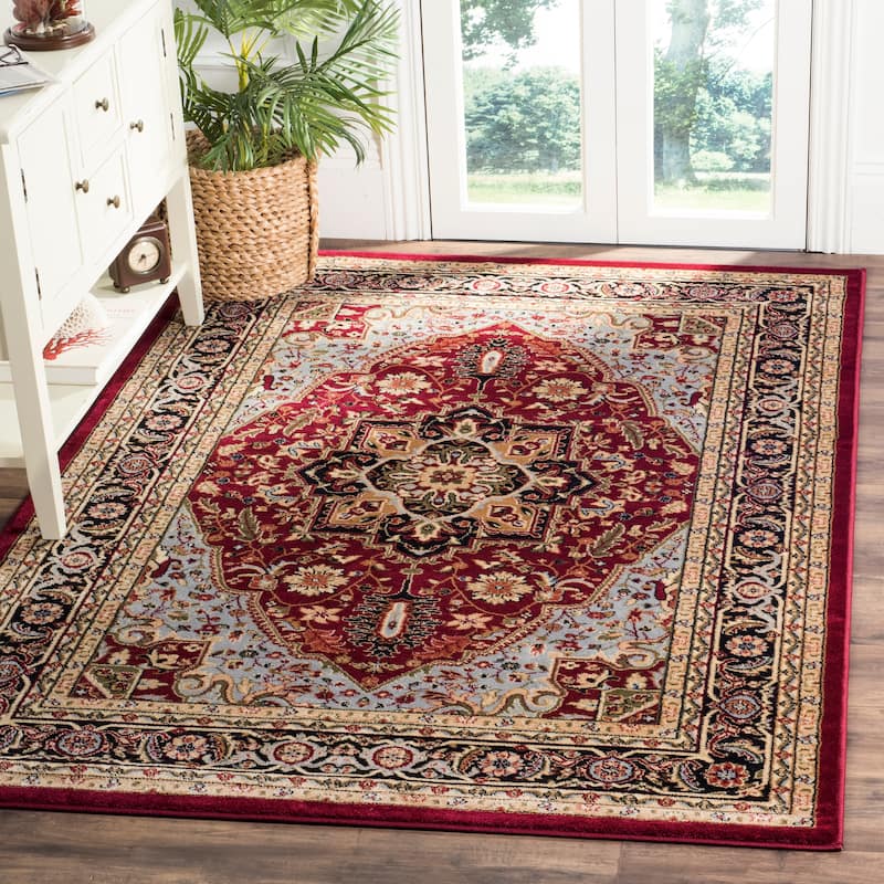 SAFAVIEH Lyndhurst Feryal Traditional Oriental Medallion Rug - 5'3" Square - Red/Black - Square