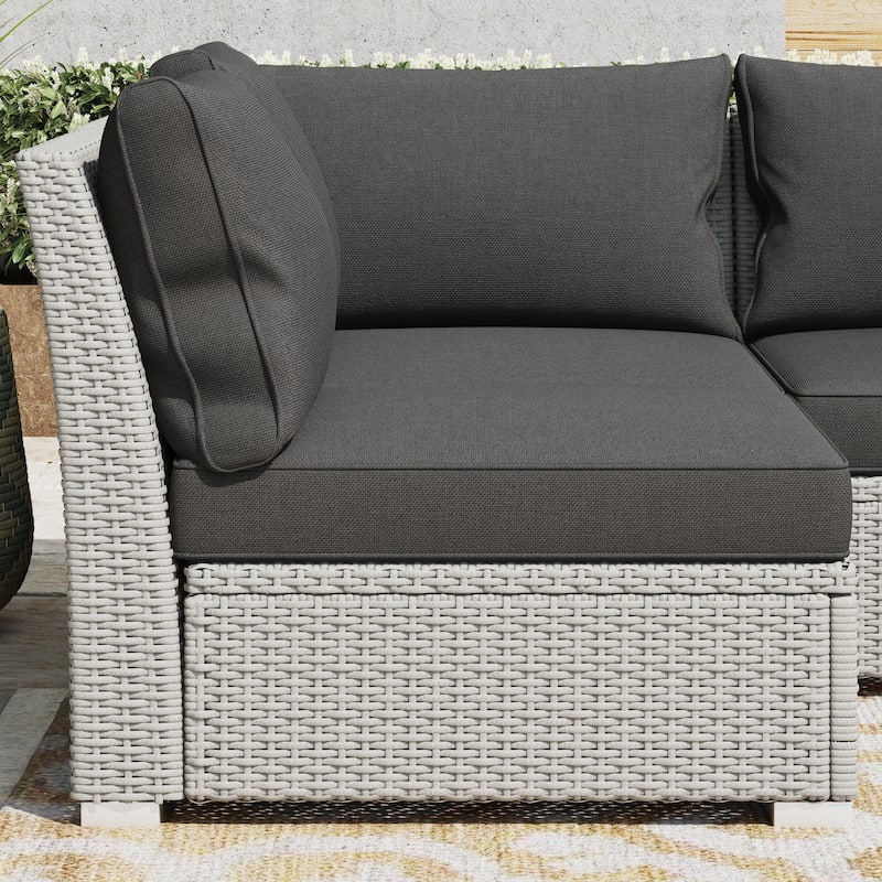 Corvus Oreanne 7-piece Patio Rattan Sectional Conversation Set