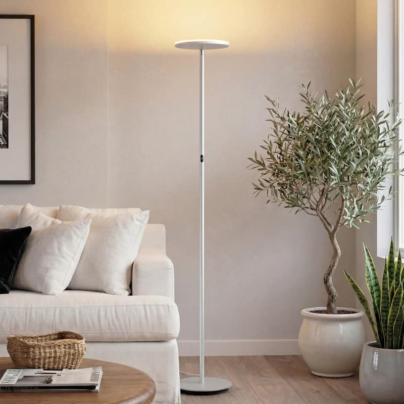 Brightech Sky Flux 67 in. Platinum Silver Industrial Dimmable and Color Temperature Adjustable LED Floor Lamp