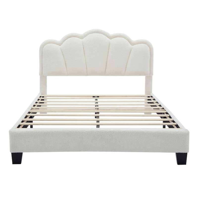 Upholstered bed with LED lights