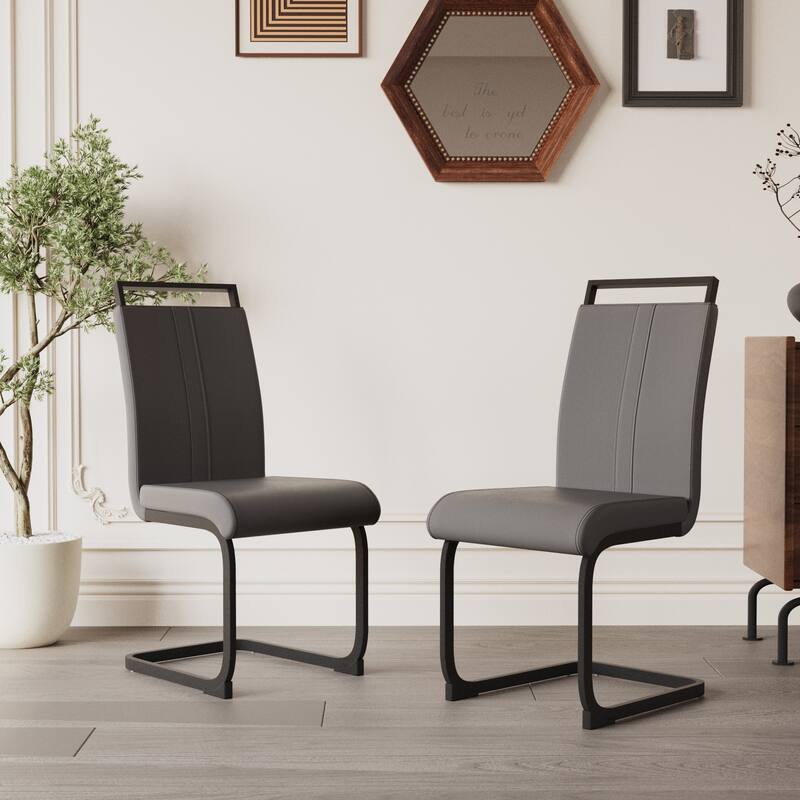 High Back Upholstered Side Chair with C-shaped Tube (Set of 2)