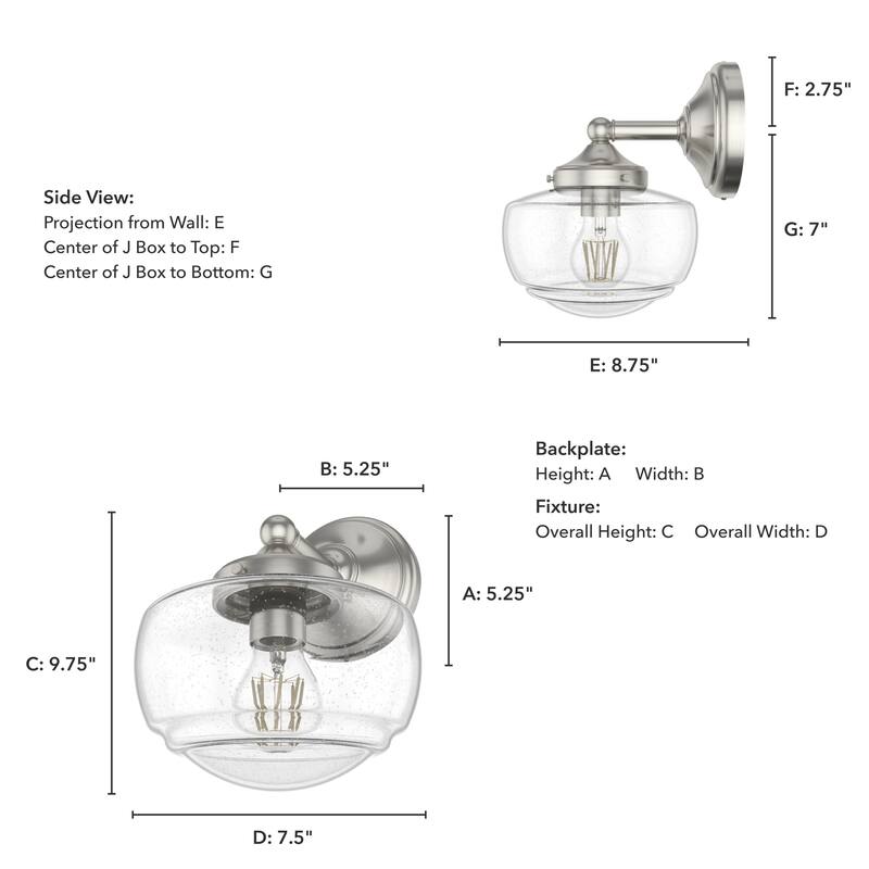 Hunter Saddle Creek 1-Light Wall Sconce - Modern Schoolhouse, Transitional - Damp Rated!