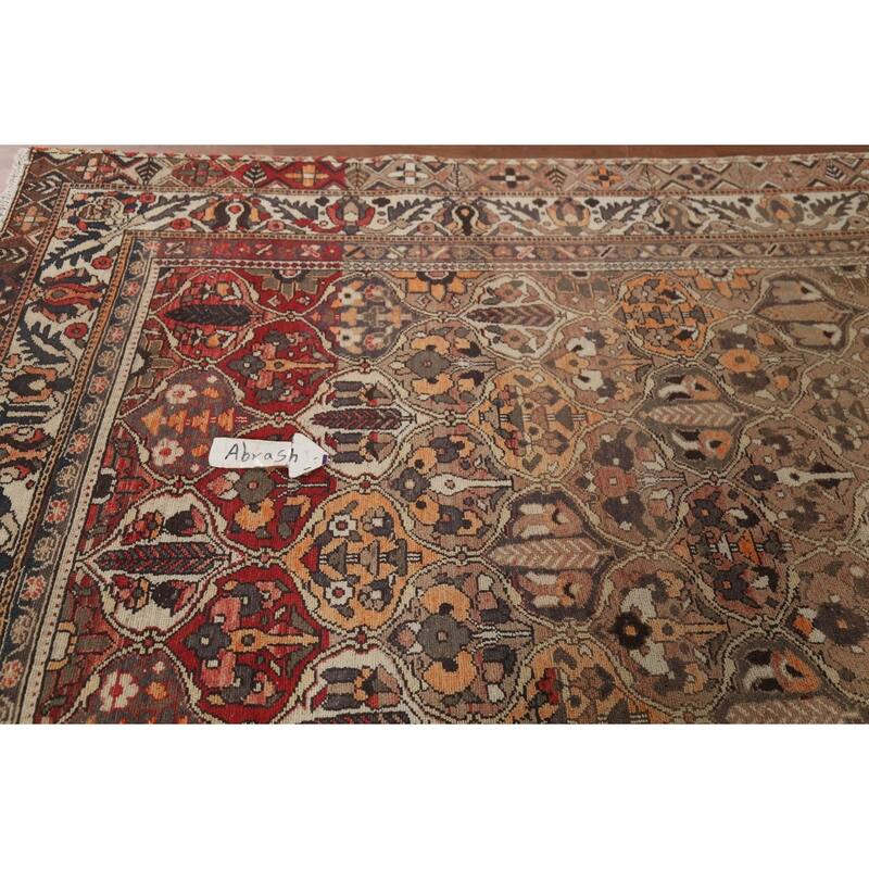 Garden Design Bakhtiari Persian Vintage Rug Hand-Knotted Wool Carpet - 6'10"x 10'8"