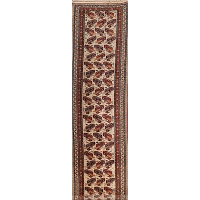 Vegetable Dye Qashqai Persian Runner Rug Handmade Wool Carpet - 2'5"x 14'5"