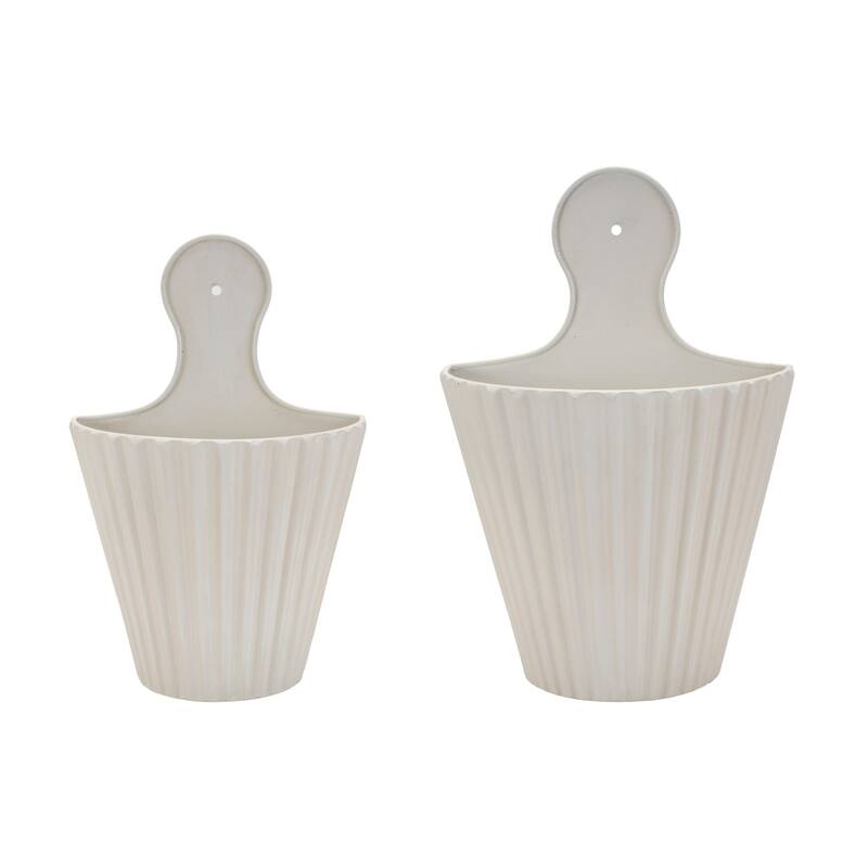 Ribbed Metal Hanging Wall Pockets - 16.5" - Set of 2