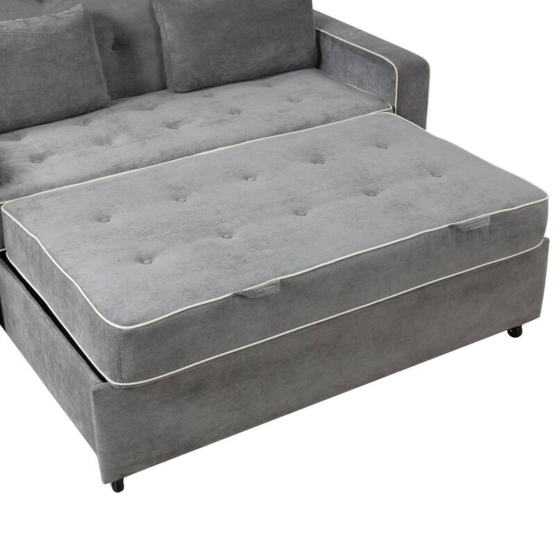 Pull Out Sleeper Bed, Sofa Bed Couch with USB Charging Port, Lounge Loveseat Sofa Daybed with Adjustable Backrest