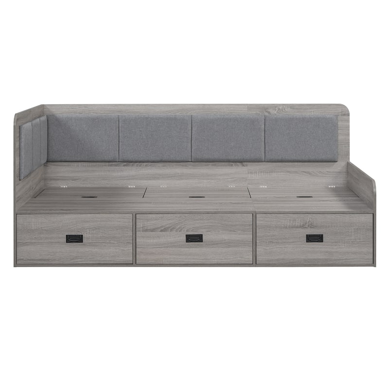 Modern Style Daybed with Three Drawers and Three Storage Compartments for Bedroom