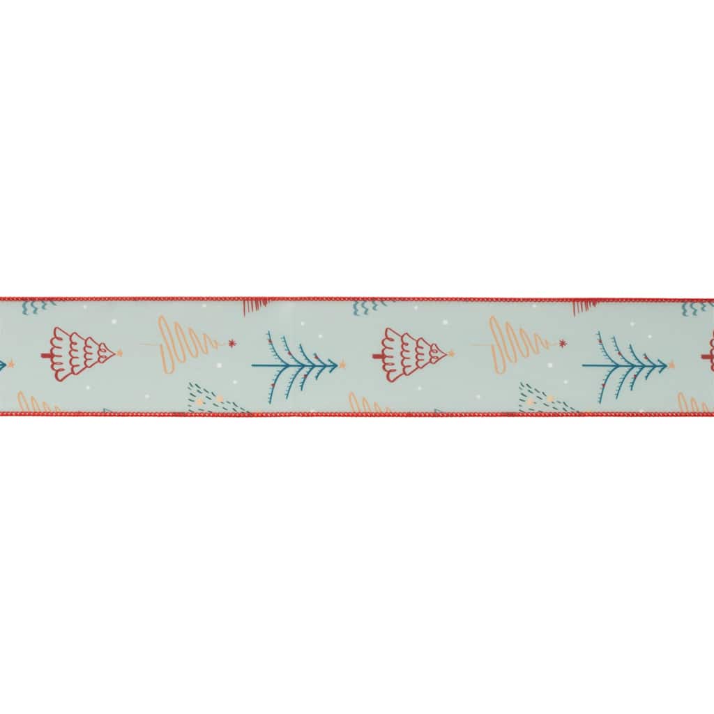 Christmas Tree Print Wired Ribbon (Set of 2) - N/A