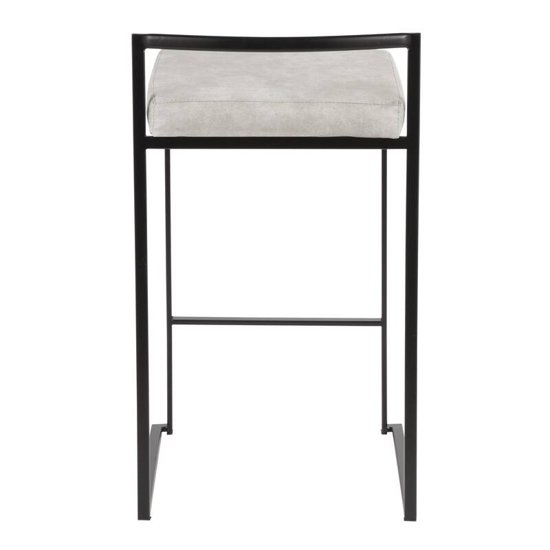 Porch & Den Forrest Contemporary Black Stackable Fully Welded Counter Stool (Set of 2)