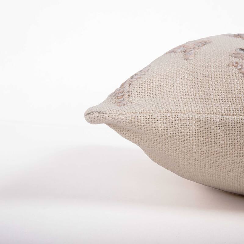 Rizzy Home Neutral Botanical Embroidered Throw Pillow