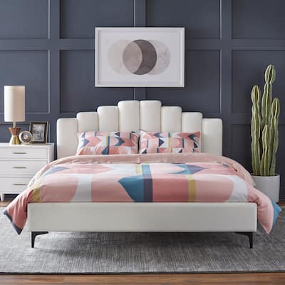 Lifestorey Stark Velvet Upholstered Modern Queen Bed