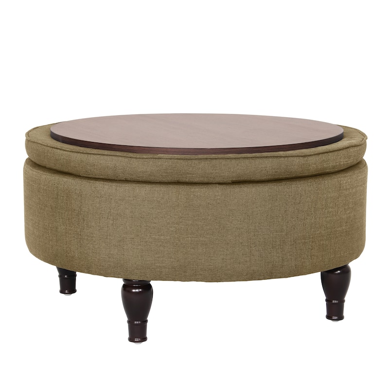 Maypex 32" Tufted Round Storage Cocktail Ottoman