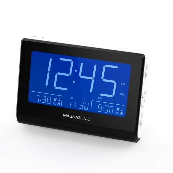 Magnasonic Alarm Clock Radio with Battery Backup, Dual Alarm, Dimming, Daylight Savings Time, Large LED Display, AM/FM