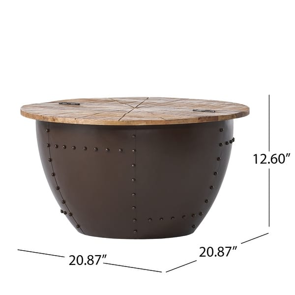 Absecon Handcrafted Boho Mango Wood and Iron Accent Table by