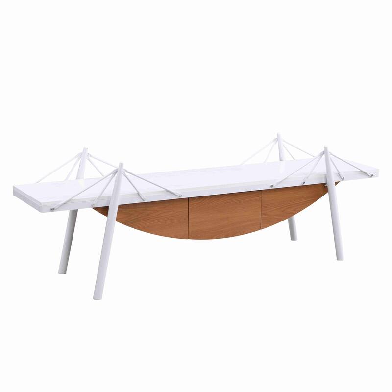 GDFStudio - Nathan 70.87-Inch Sailboat-Inspired TV Stand with Drawer and Sturdy Metal Support