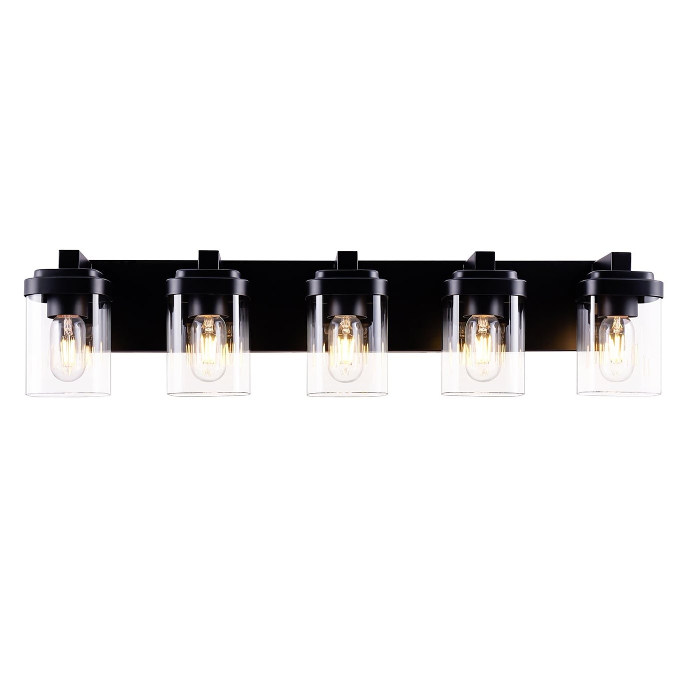 30.8 in. 5-Light Black Wall Sconce with Glass Shade