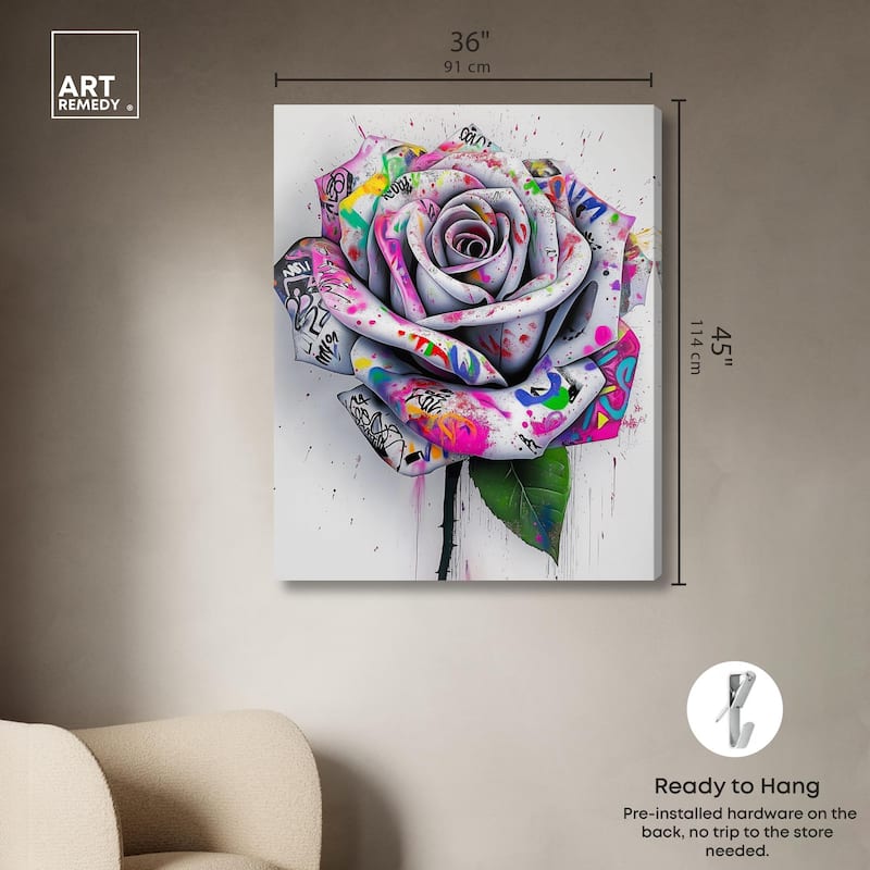 Graffiti Rose Canvas by Art Remedy, Gallery Wrapped