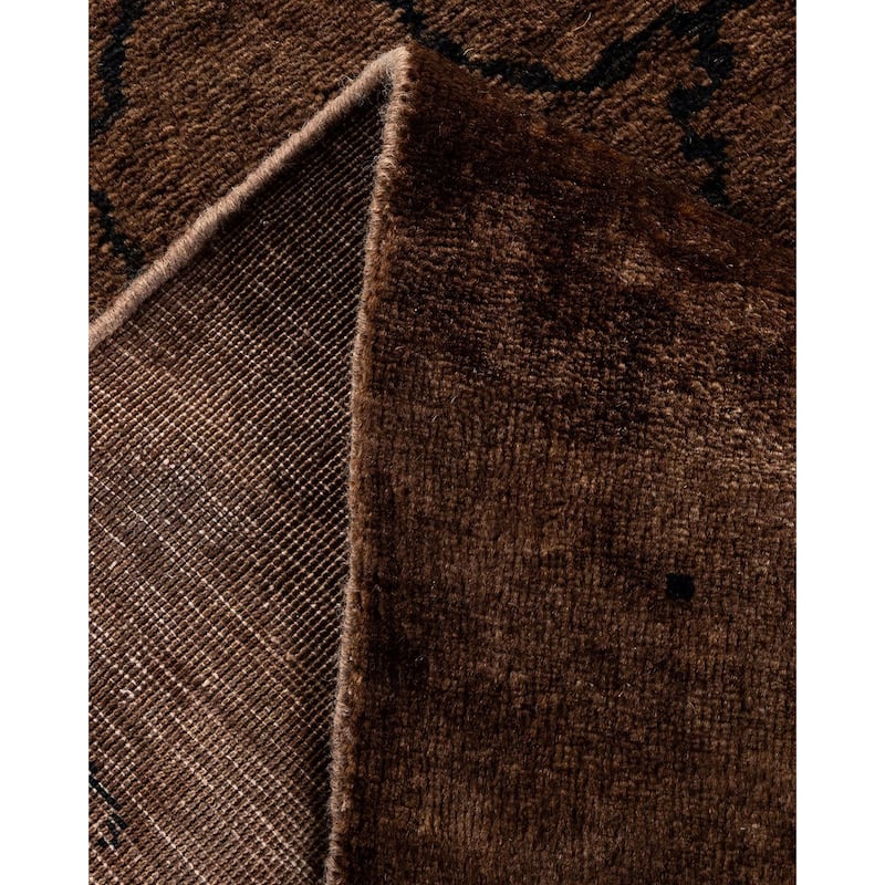 Overton Hand Knotted Wool Vintage Inspired Modern Contemporary Overdyed Brown Area Rug - 3' 1" x 4' 10"