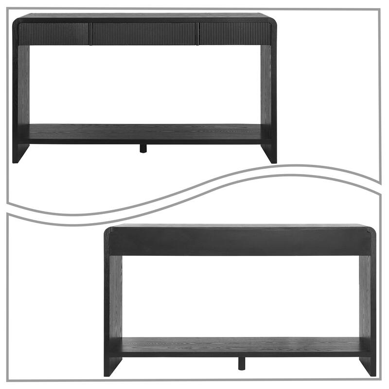 Modern Wooden Living Room Console Table Entryway Table with 3 Drawers and a Bottom Shelf